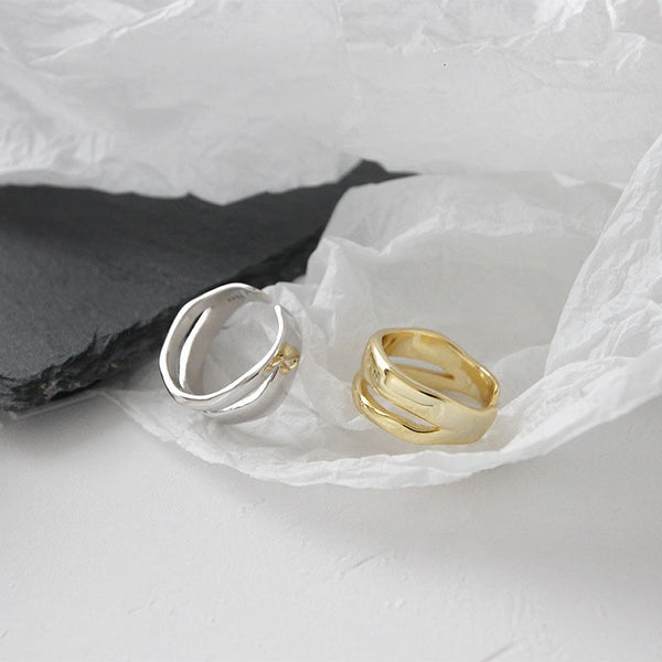 Magu Re-sizable Sterling Silver Ring in Silver & Gold