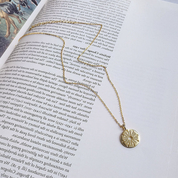 Star Stamped Pendant Sterling Silver Necklace in Gold