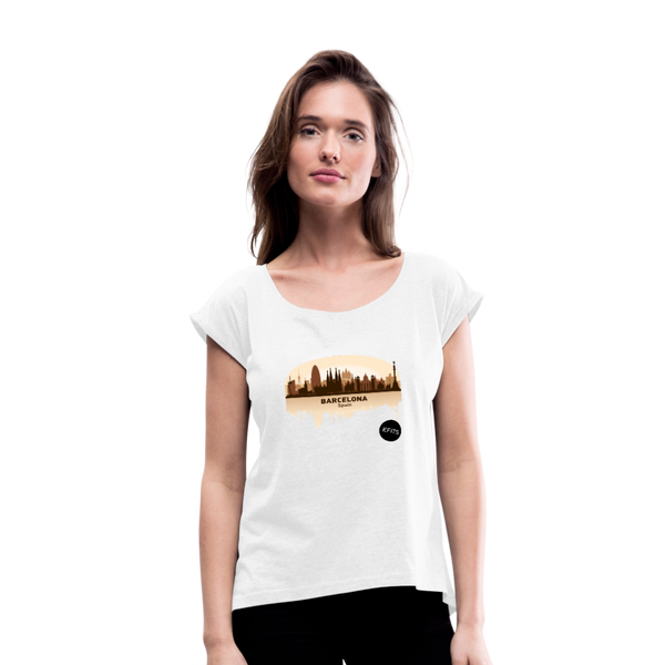 Barcelona Graphic Women's Roll Cuff T-Shirt - white