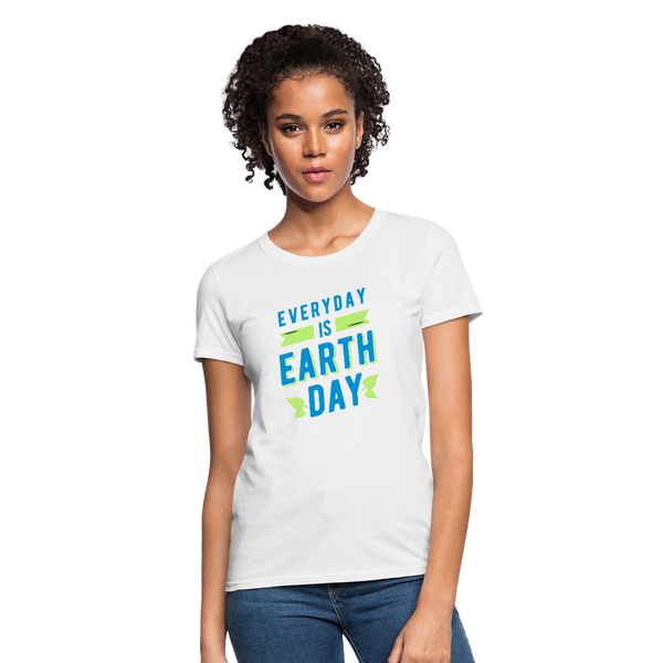 Everyday Is Earth Day Graphic Women's T-Shirt - white