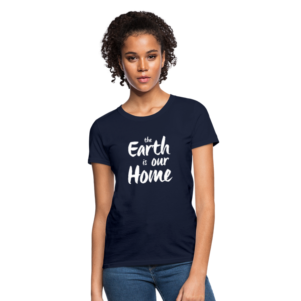 The Earth Is Our Home Graphic Women's T-Shirt - navy