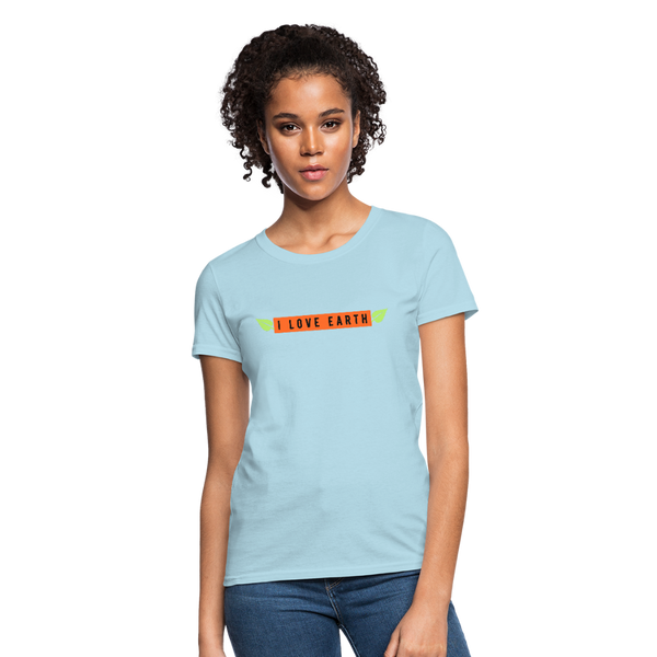 I Love Earth Graphic Women's T-Shirt - powder blue