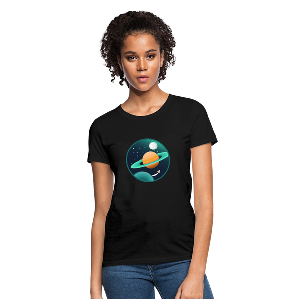 Space Travel Graphic Women's T-Shirt - black