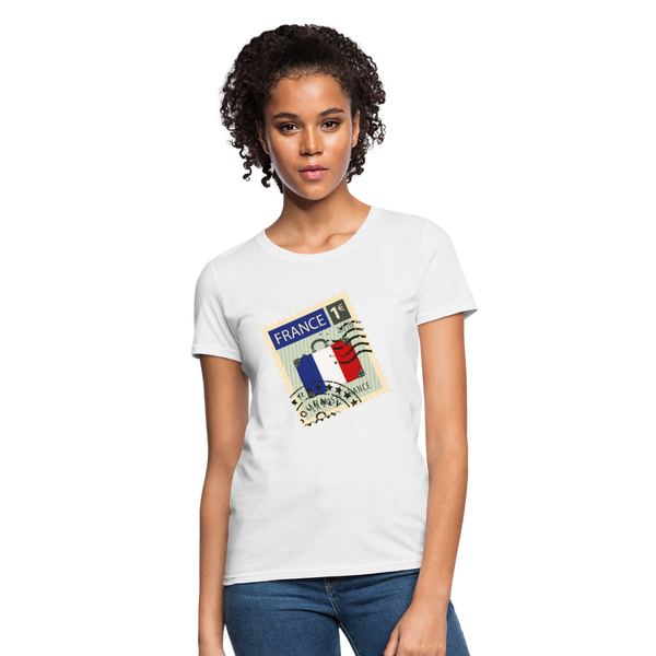 France Postage Graphic Women's T-Shirt - white